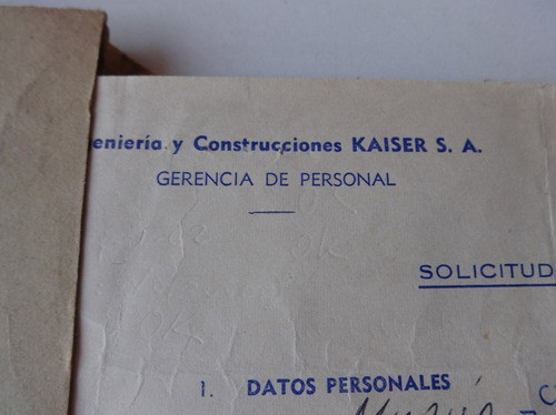 Ika 1962 Antiguo Folleto Ficha Credencial Personal Legajo 1