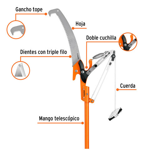 Podadora Ramas Altas Con Mango Telescopico Truper Tr-82m-f 1