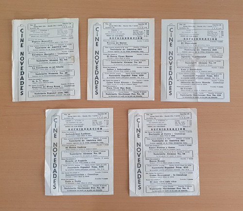 Lote De 5 Novedades De Cine Año 1962 0