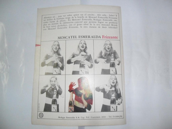 Moscatel Esmeralda Frizzante Botella Publicidad Vino 1967 0