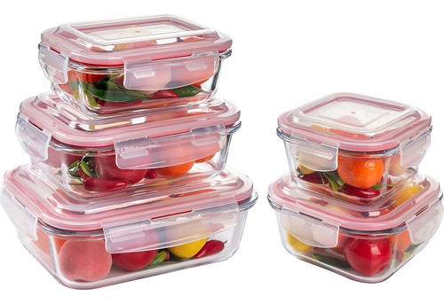 Kit Marmitas Vidro Hermética 370ml/520ml/640ml/800ml/1040ml 0