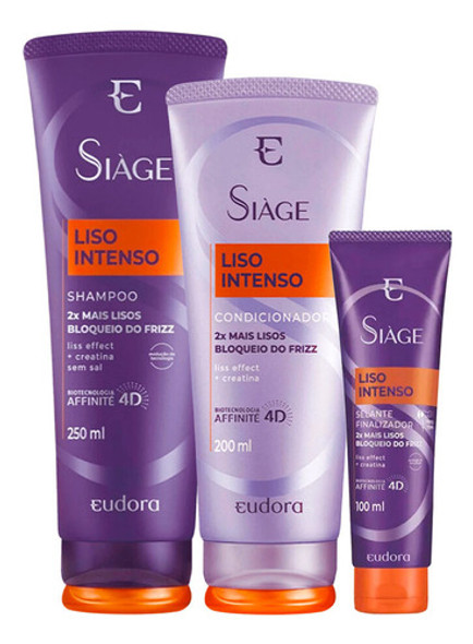 Kit Shampoo Condicionador E Leave In Liso Intenso Siàge 0 Kit Shampoo Condicionador E Leave In Liso Intenso Siàge 0