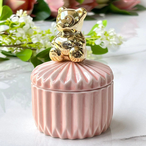 Vela En Frasco De Cerámica Rosado Alto 12cm X Ø 8cm 0