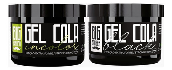 Gel Cola Big Barber 300g Metade Black + Incolor Caixa 24 Und 1