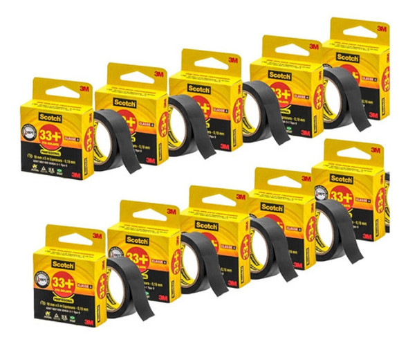 Kit 10 Fitas Isolante 3m Scotch 33+    19mmx5m 0