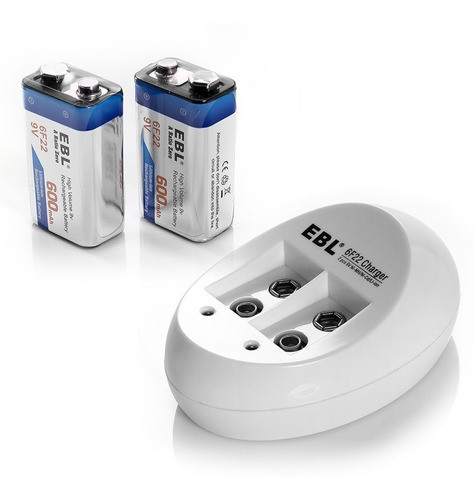 2 X 9v 600mah Li-ion Litio Ion Batería Recargable + Cargador 0
