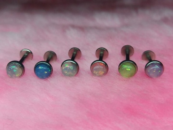 Piercing Labret Acero Quirúrgico Rosca Interna Con Ópalo 0