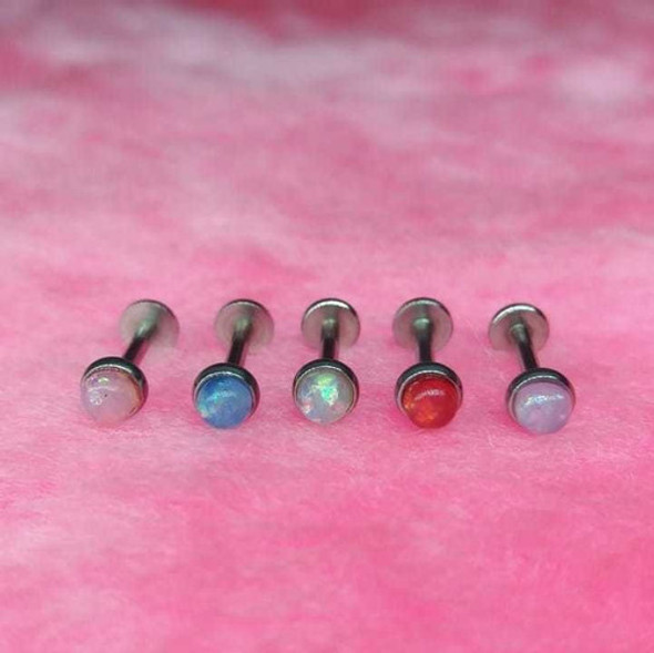 Piercing Labret Acero Quirúrgico Rosca Interna Con Ópalo 1