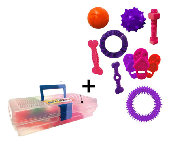 Kit 19 Brinquedo Mordedor Diversos Cachorro Pequeno + Maleta 1 Kit 19 Brinquedo Mordedor Diversos Cachorro Pequeno + Maleta 1