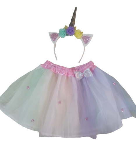 Kit Tutú + Vincha Adulta Disfraz Unicornio Pastel T4 X6 0