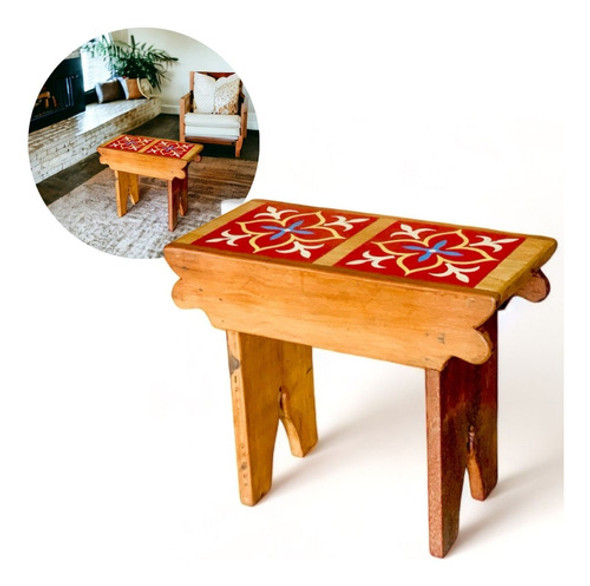 Banco Apoio Seat Garden Puff Baixo Madeira Demolição Rústico 0