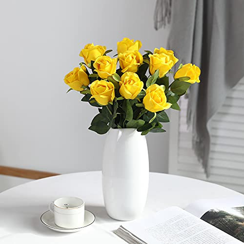 10 Flores Artificiales Rosas Amarillo 50.8cm 1