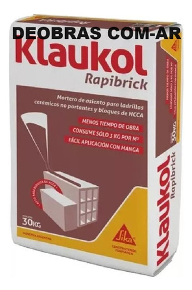 Klaukol Rapibrick Pegamento Para Ladrillos X 30kg 3kg/m 0