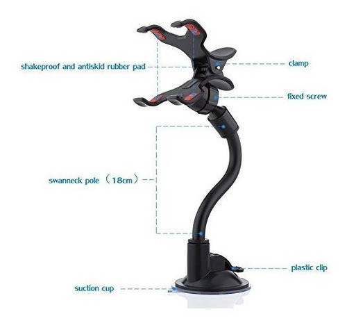 Car Phone Mount Windshield, Long Arm Clamp Ivoler Universal 1