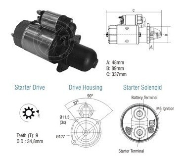 Arranque Om352/366 (9d) 12v Mercedes Benz Camion 1113 (1980) 0