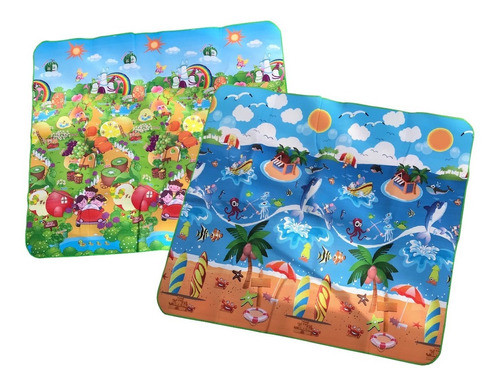 Alfombra Infantil Antigolpe Bebe 200x180cm Camping Oferta! 0
