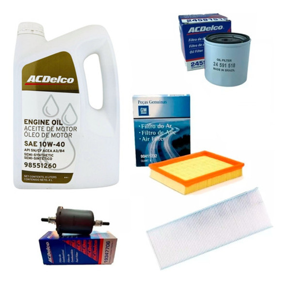 Combo 4 Filtros + Aceite 10w40 Chevrolet Agile 1.4 Ls Lt Ltz 0