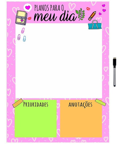 Mural Planejador De Metal Diário 60x40cm + Caneta - Pg26 0
