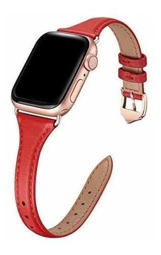 Malla Cuero P/apple Watch Se And Series 6/5/4/3/2/1 38mm Roj 0