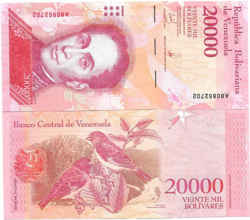 Billete Venezuela 20000 Bolivares Año 2017 Pajaros Sin Usar 0