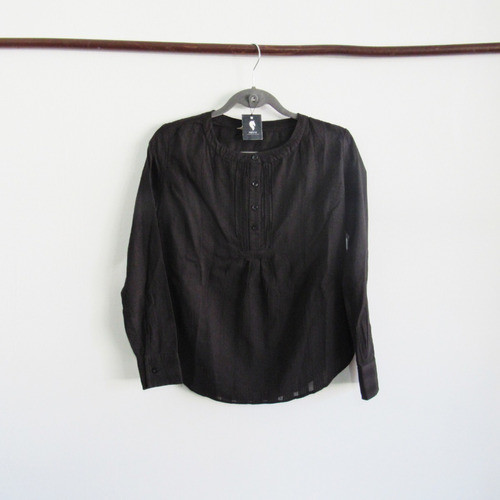 Blusa De Algodon Manga Larga Abotonada Rayas Verticales 0