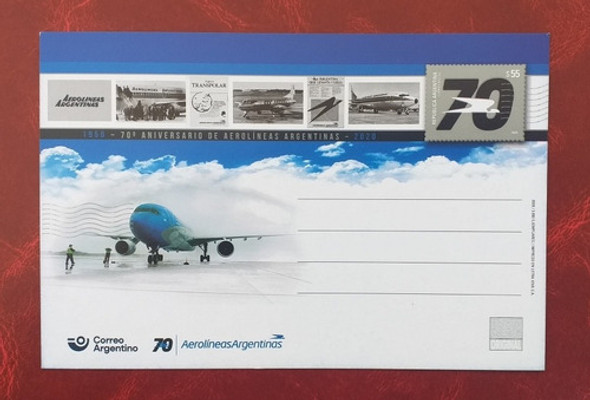 Entero Postal 70 Aniversario Aerolíneas Argentinas. 2020 1 Entero Postal 70 Aniversario Aerolíneas Argentinas. 2020 1