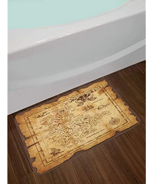 Mapa De La Isla De Ambesonne Alfombra De Baño, Mapa Del Teso 1 Mapa De La Isla De Ambesonne Alfombra De Baño, Mapa Del Teso 1