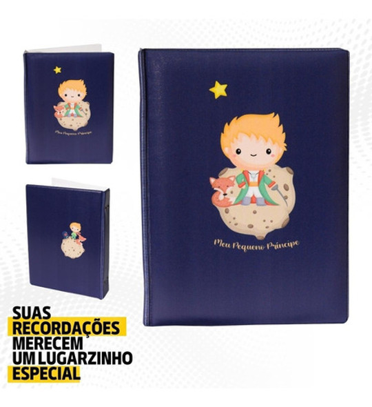 Álbum Fotográfico 15x21 100 Fotos Pequeno Príncipe Bebê Azul 1