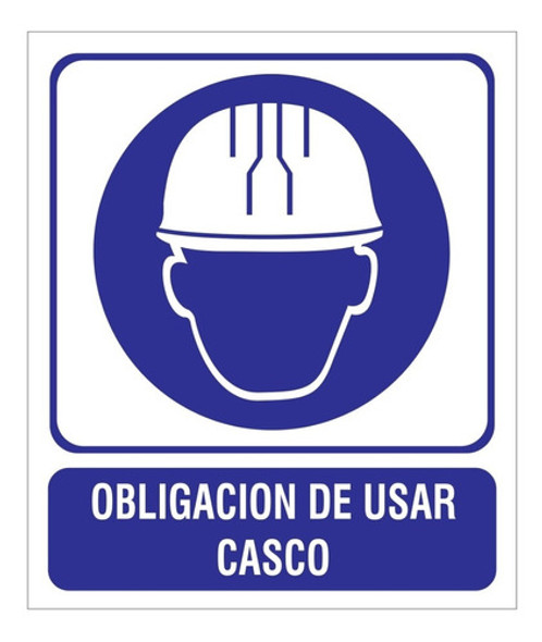 Cartel Obligación Usar Casco 22x26 Alto Impacto 0