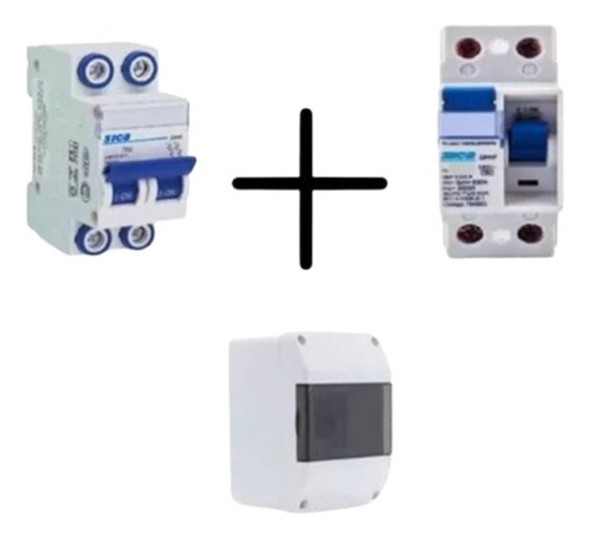 Kit 1 Termica 15a Sica + 1 Disyuntor 40 Sica + Caja 4 Mod 0