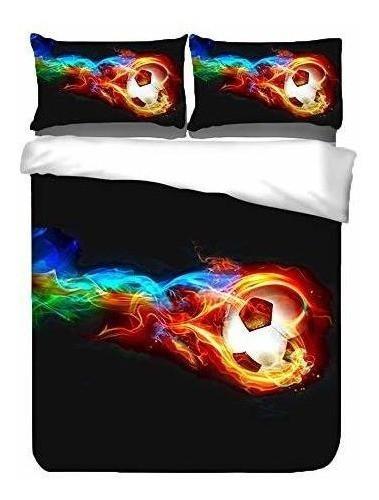 Adasmile A & S Juego De Ropa De Cama De Fútbol 3d Fire Patr 0