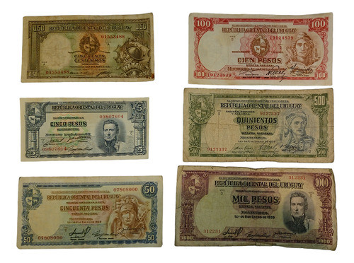 Billetes Uruguay Antiguos X 6 0