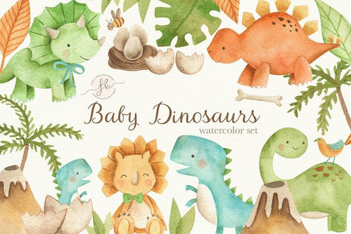 Cliaprt Dinosaurio Bebe Acuarela 1 0