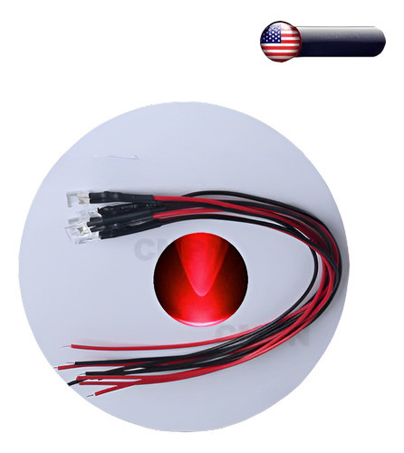 10pcs 2x5x7mm Rectángulo Precableado Agua Clara Luz Roja Dc 0