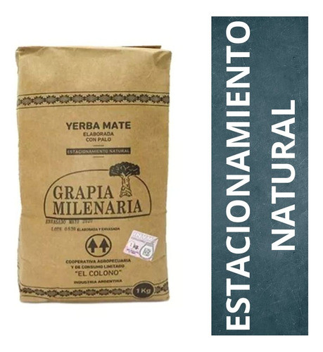 Yerba Mate Grapia Milenaria X 1 Kg - Elaborada Con Palo 0