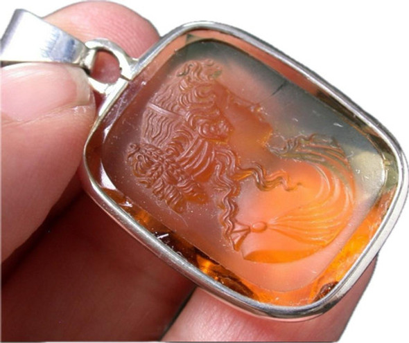 Luli Gran Colgante Medalla Plata Antigua Cristal Dama Tallad 0