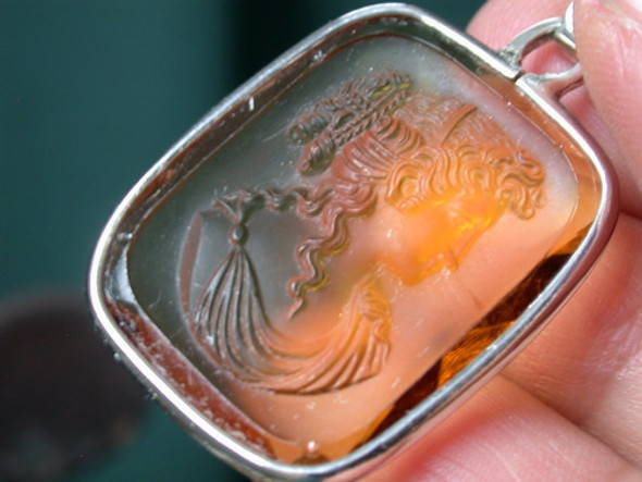 Luli Gran Colgante Medalla Plata Antigua Cristal Dama Tallad 1