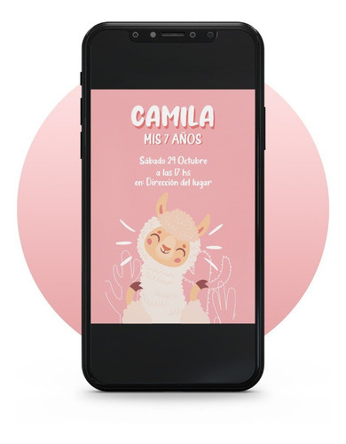 Invitación Tarjeta Digital Cumpleaños - Alpaca Llama 0