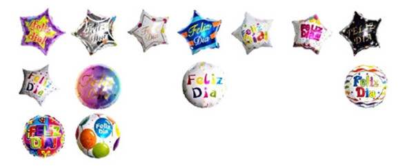 20 Globos Metalizados Feliz Dia De 25 Cm 17 Modelos S/ Sopor 0