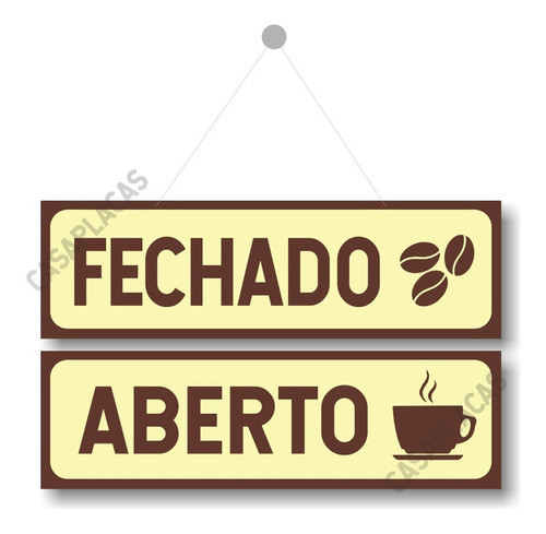Placa Aberto Fechado Cafeteria Barzinho Com Ventosa Pvc 0