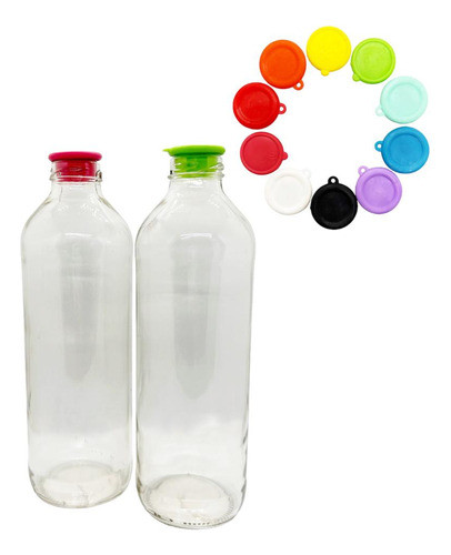 Botella Vidrio Jugo Tomate 910 Cc C Tapon Plastico X12 0