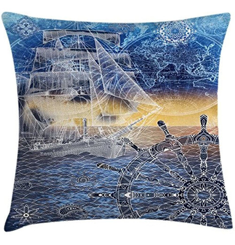Ambesonne Mandala Throw Pillow Cojín, Impresión Náutica Con 0