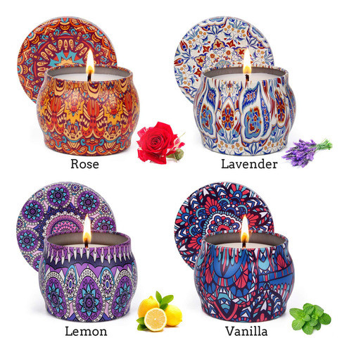 Juego De 4 Velas Perfumadas De Aromaterapia De 4.4 Onzas, Re 1