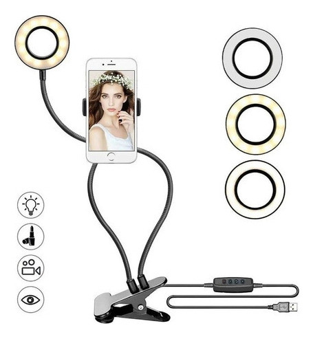Soporte De Teléfono 2 En 1 Con Anillo De Luz Led Tik Tok 0