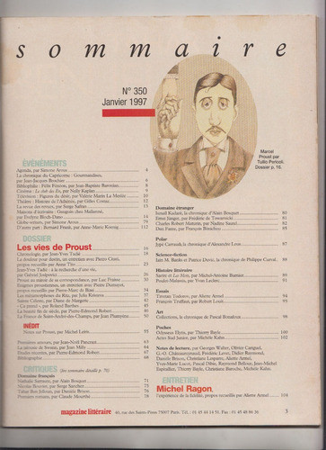 Magazine Litteraire 350 Dossier Marcel Proust Francia 1997 1