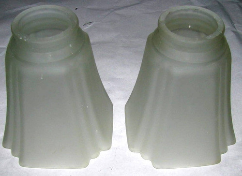 2 Tulipas Antiguas Art Deco De Vidrio Opaco 0