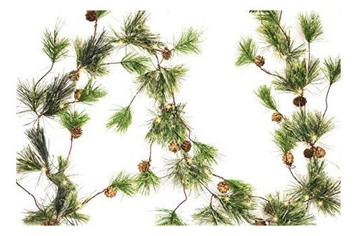 Craftmore Smokey Pino Guirnalda De Navidad Con Luces De 6 1