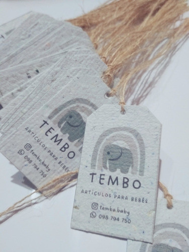 120 Tags Plantables Impresas + Hilo Rústico. Papel Reciclado 1