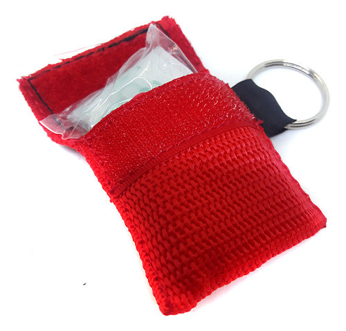 Llavero De Cordura Con Mascarilla De Rcp Color Rojo Con 1