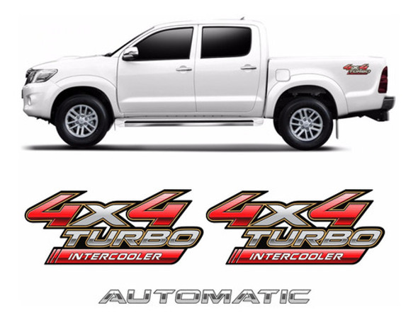 Kit Adesivos Lateral Hilux 4x4 + Automatic 2007 Kit08 Fgc 1